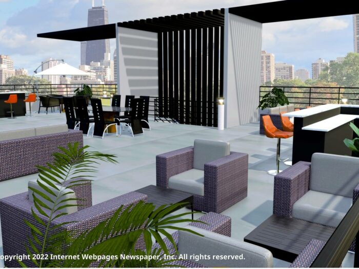 IWN.Haus Building Chicago Skyline IWNHaus.Club Outdoor Rooftop Rendering